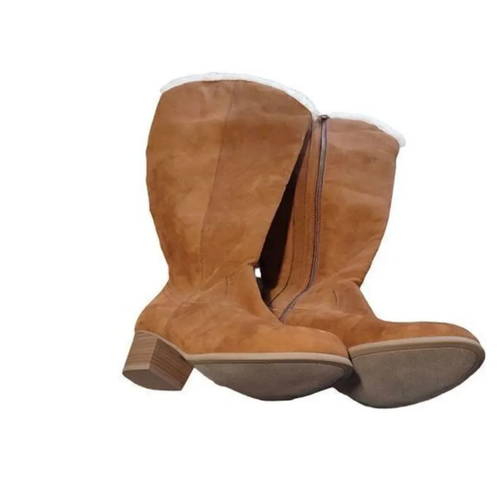 Torrid Faux Suede Shearling Top Knee High Boots Size‎ 10.5W